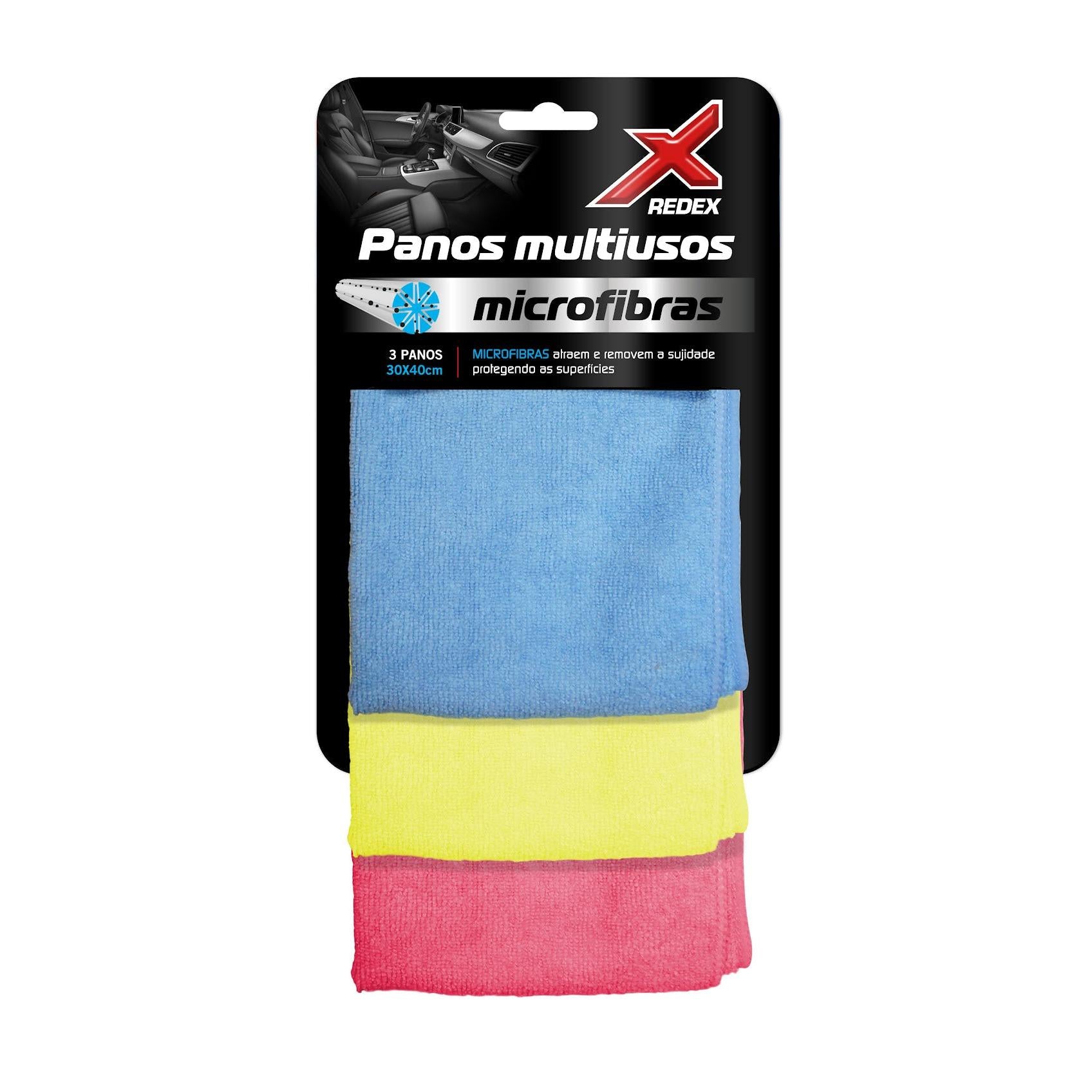 Redex Pano Multiusos Microfibras 3 unid - limpeza interior automóvel